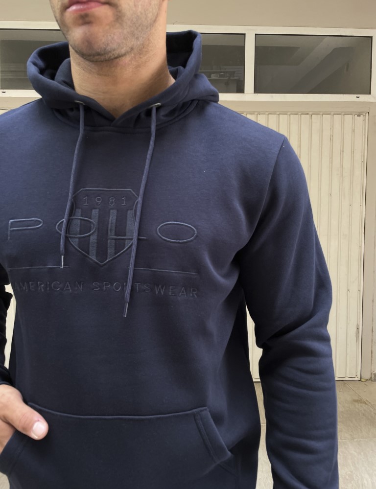 Everbest Ανδρικό Plus Size navy φούτερ με κουκούλα 251006N φωτογραφία